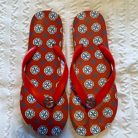 Tory Burch Shoes - | Tory Burch | Samba Compass Neckerchief Flip Flops. Size 8.